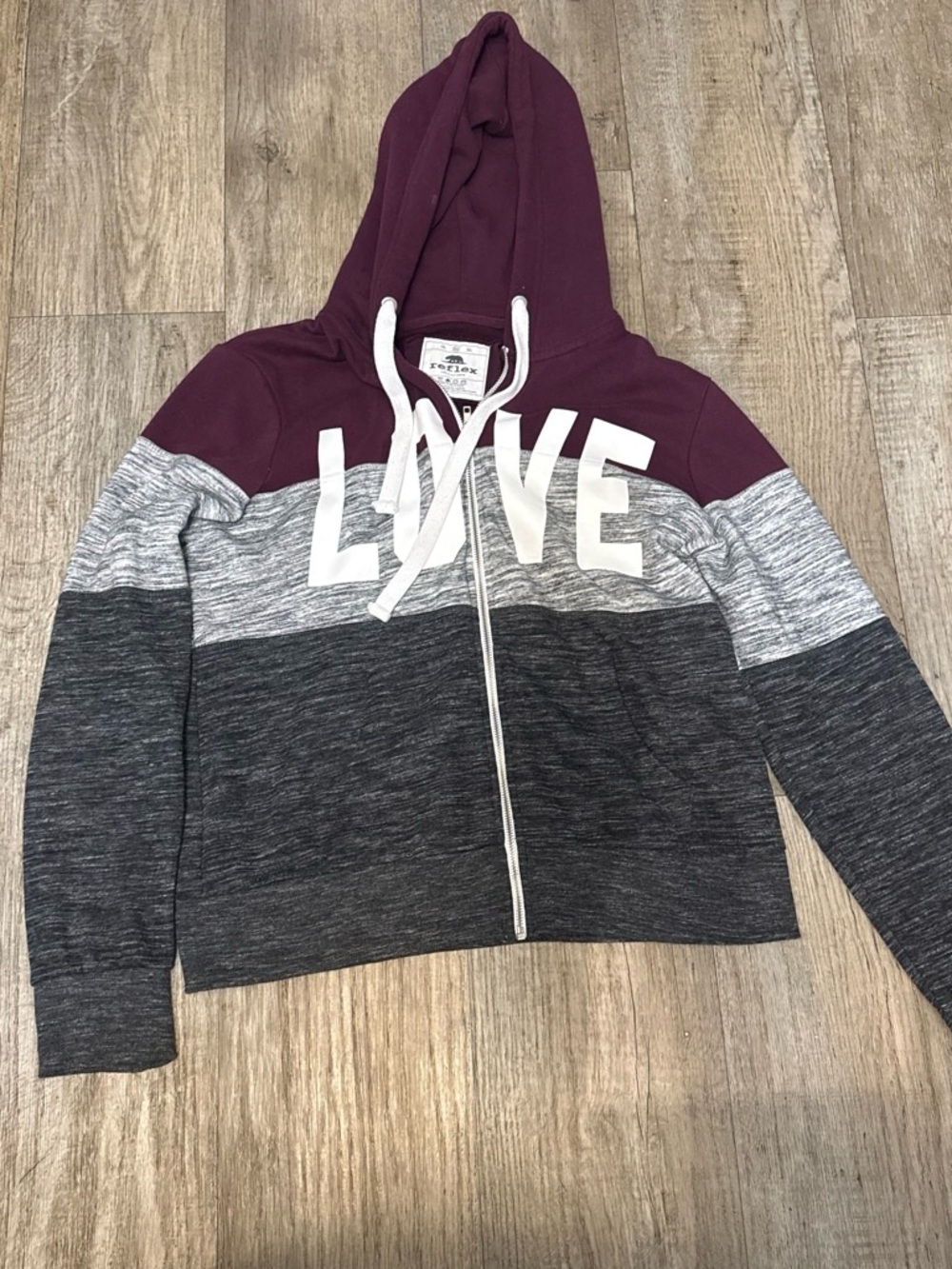 LOVE Maroon & Gray women's Hooded Zip Jacket